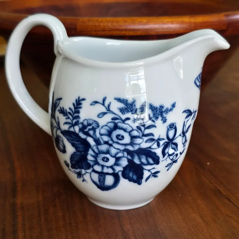 Vintage Royal Worcester Hanbury Milk Jug Blue White Floral Butterfly Cottagecore